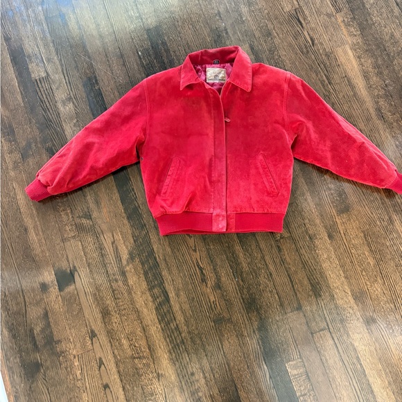 St. John's Bay Jackets & Blazers - Red Suede Bomber vintage Jacket -